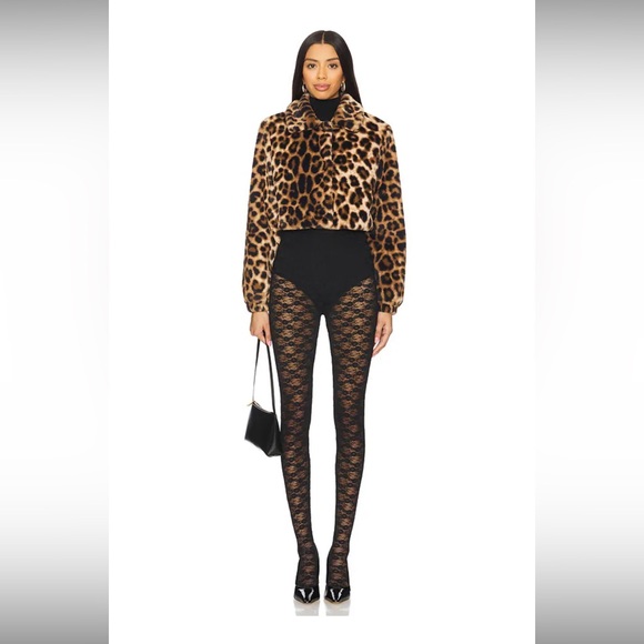 Revolve Superdown Valdis Faux Fur Leopard Print Teddy Jacket - NWT - Picture 4 of 10